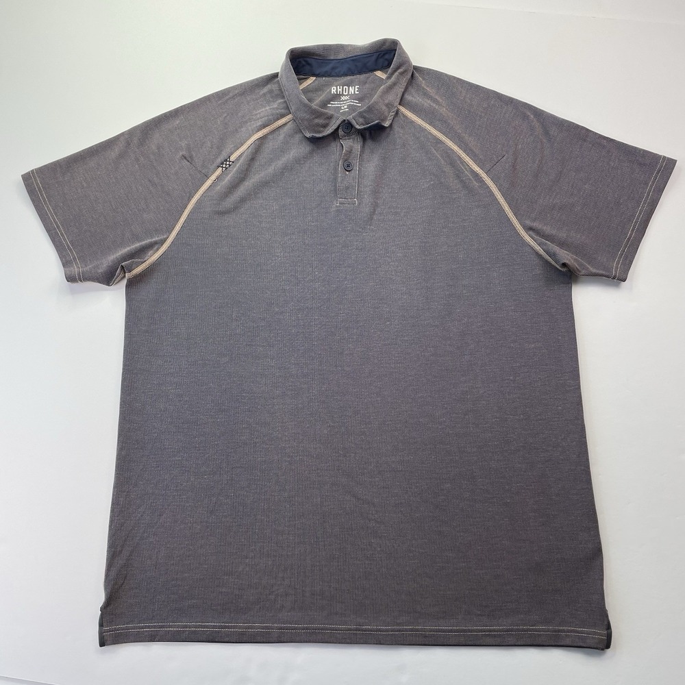 Rhone Polo Shirt Men's Large Delta Pique Performance Golf Stretch Mahogany Navy